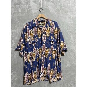 Reyn Spooner Hawaiian Shirt Men's Medium Surf Boards Tiki Lightweight Breathable